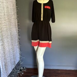 Black and Red Button-Up Dress